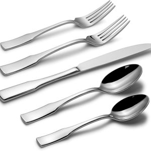 Alata Kate 40-Piece Silverware Set,Service for 8,Stainless Steel Flatware Set,Mirror Polished Cutlery Set,Dishwasher Safe