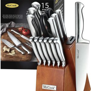 McCook® Knife Sets, German Stainless Steel Kitchen Knife Block Sets with Built-in Sharpener